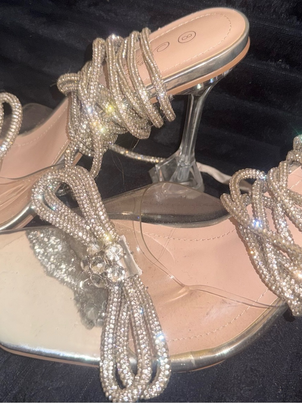 Fashion Nova Gold Crystal Wrap Stiletto Heels